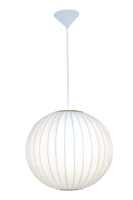 Kanoa Ø40 Valkoinen valmistajalta Aneta Lighting - Kun lamppu on p&auml;&auml;ll&auml;, miellytt&auml;v&auml; valo levi&auml;&auml; kankaan l&auml;pi ja luo l&auml;mpim&auml;n ja viihtyis&auml;n tunnelman huoneeseen.