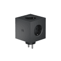 Square 2 Socket extender with 30W Dual USBC Musta valmistajalta Avolt - Avoltin pistorasian jatkopala, jossa on tyylikäs muotoilu kierrätysmuovista valmistetulla kuutiolla ja pohjassa magneettilevy seinälle ripustamista varten.