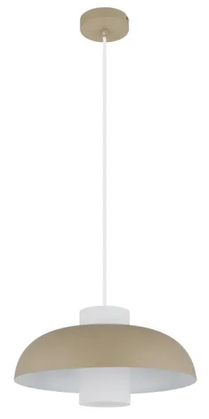 Lowe Ø38 Hiekka kattovalaisin valmistajalta Globo Lighting - Den runda sk&auml;rmen i matt sandf&auml;rgad metall ger ett elegant och tidl&ouml;st uttryck, medan den cylinderformade sk&auml;rmen i opalglas sprider ett mjukt och behagligt ljus.