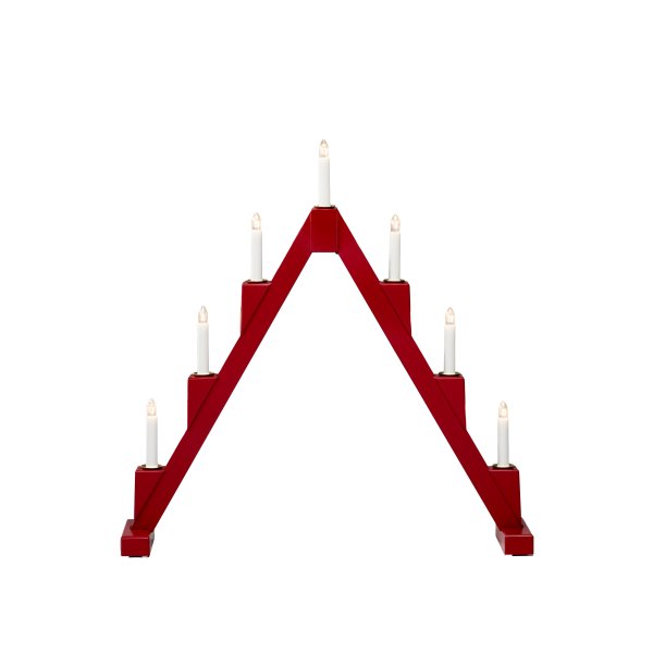 Candelabra 7 Lights PUNAINEN valmistajalta Konstsmide - Taittuva s&auml;hk&ouml;kynttil&auml;njalka, jossa on 7 kynttil&auml;&auml;, valmistettu punaiseksi maalatusta puusta ja koristeltu messinkirenkailla jokaisen kynttil&auml;n ymp&auml;rill&auml; elegantin vaikutuksen aikaansaamiseksi.