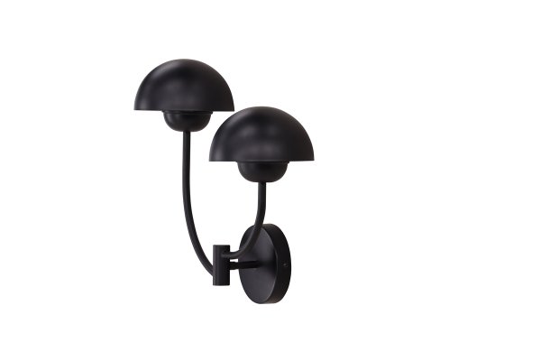 Lyckorna 35cm Musta seinävalaisin valmistajalta Venture Design - Sein&auml;valaisin Happiness koostuu kahdesta; pienemm&auml;t lamput, jotka on liitetty yhteen mustalla rautaisella alustalla.
