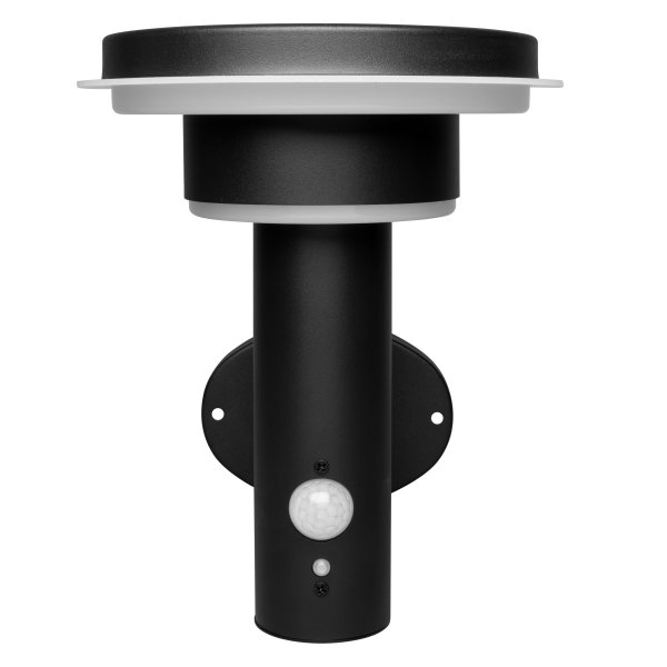 Double Circle Sensor Musta aurinkokennolamppu valmistajalta Ledvance - Sisäänrakennettu PIR-liiketunnistin ja päivänvalotunnistin syttyvät automaattisesti, kun pimeässä on liikettä, mikä takaa sekä turvallisuuden että energiatehokkuuden.
