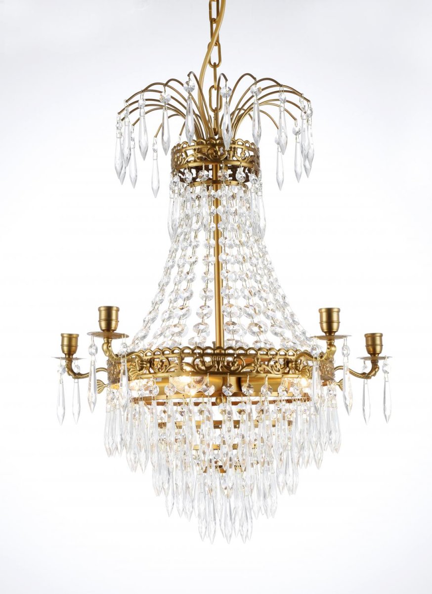 Empire Classic Ø50 kristalli valmistajalta Norrsken Design - Tämä lumoava kristallikruunu, jossa on harjattu messinkiviimeistely, on täydellinen sekoitus perinteitä ja eleganssia.