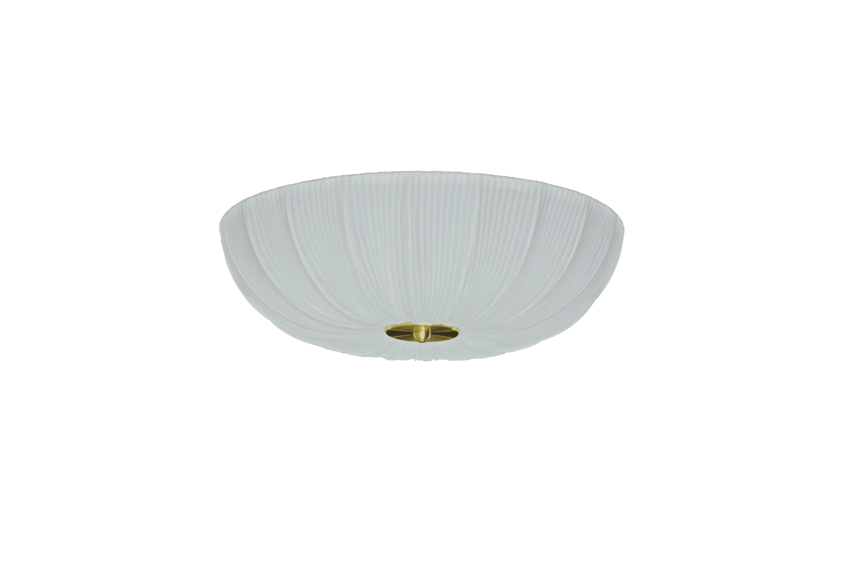 Lady Ø45 Valkoinen plafondi valmistajalta Aneta Lighting - Kevyen tekstiilin ja messinkidetailien yhdistelm&auml; antaa lampulle tyylikk&auml;&auml;n ja ajattoman ilmeen.