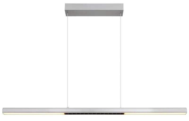 Cody 120cm Teräs kattovalaisin valmistajalta Globo Lighting - Lampan &auml;r tillverkad av borstat aluminium som ger ett elegant och tidl&ouml;st uttryck som smidigt sm&auml;lter in i olika inredningsstilar, perfekt f&ouml;r stora matbord eller k&ouml;ks&ouml;ar.