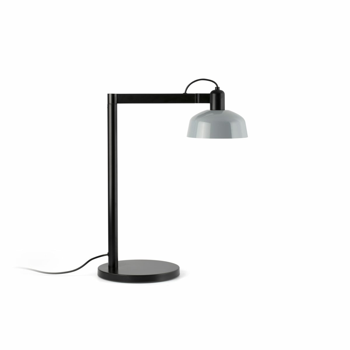 Tatawin 58cm Harmaansininen työpöytävalaisin valmistajalta Faro Barcelona - Tatawin on p&ouml;yt&auml;valaisin, jossa on musta rakenne ja harmaa metallivarjostin, jotka tarjoavat suunnattua, kohdennettua valoa.