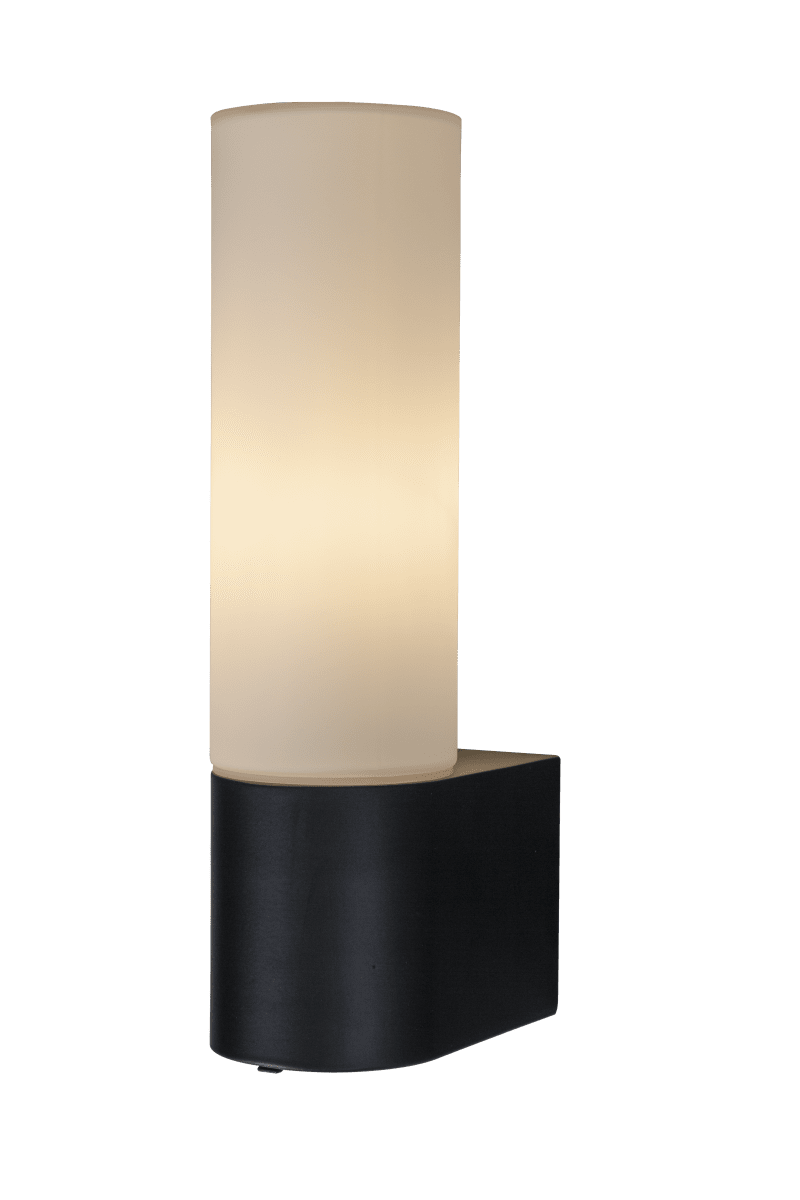 Cosenza 25cm Musta kylpyhuoneen valaisin valmistajalta Aneta Lighting - Cosenza-seinävalaisin mustaa metallia ja opaalivalkoisella lasivarjostimella.