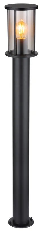 Gracey 100cm Musta pylväsvalaisimet valmistajalta Globo Lighting - Gracey &auml;r en pollare i stilren design, tillverkad av mattsvart rostfritt st&aring;l och har en r&ouml;kf&auml;rgad glassk&auml;rm.