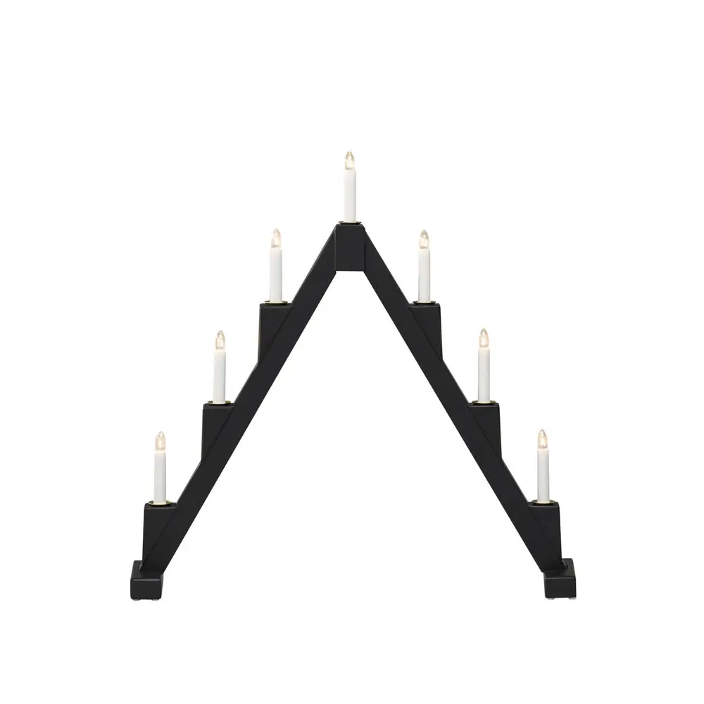 Candelabra 7 Lights Musta valmistajalta Konstsmide - Taitettava s&auml;hk&ouml;inen kynttil&auml;njalka, jossa on 7 kynttil&auml;&auml;, valmistettu mustaksi maalatusta langasta ja koristeltu messinkirenkailla jokaisen kynttil&auml;n ymp&auml;rill&auml; elegantin kosketuksen luomiseksi.