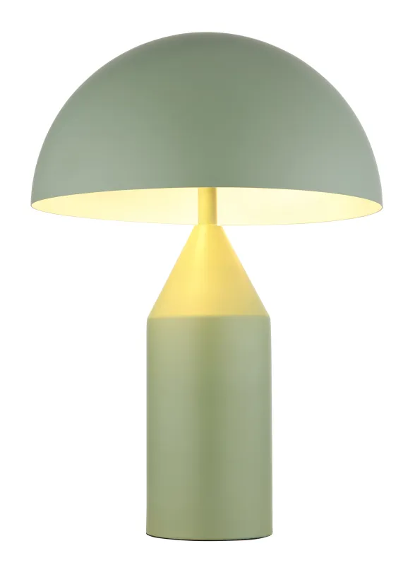 Atoma 40cm Vihreä pöytävalaisin valmistajalta Globo Lighting - Sk&auml;rmen i matt, d&aring;v gr&ouml;n f&auml;rg och vitt skapar en harmonisk kontrast och ger en behaglig ljusspridning.