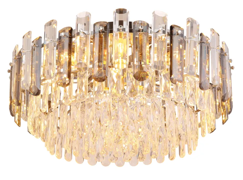 Orgina Ø55 Savun värinen plafondi valmistajalta Globo Lighting - Plafonden Orgina tillf&ouml;r rummet en lyxig k&auml;nsla med gnistrande kristaller och r&ouml;kf&auml;rgade glasstavar.