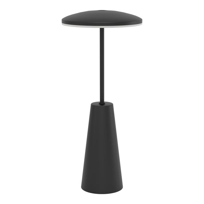 Piccola 28cm Musta Siirrettävä valmistajalta Eglo - Lamppua ohjataan helposti kosketushimmetimellä ja se ladataan USB:n kautta, joten se on langaton ja helppo ottaa mukaan.