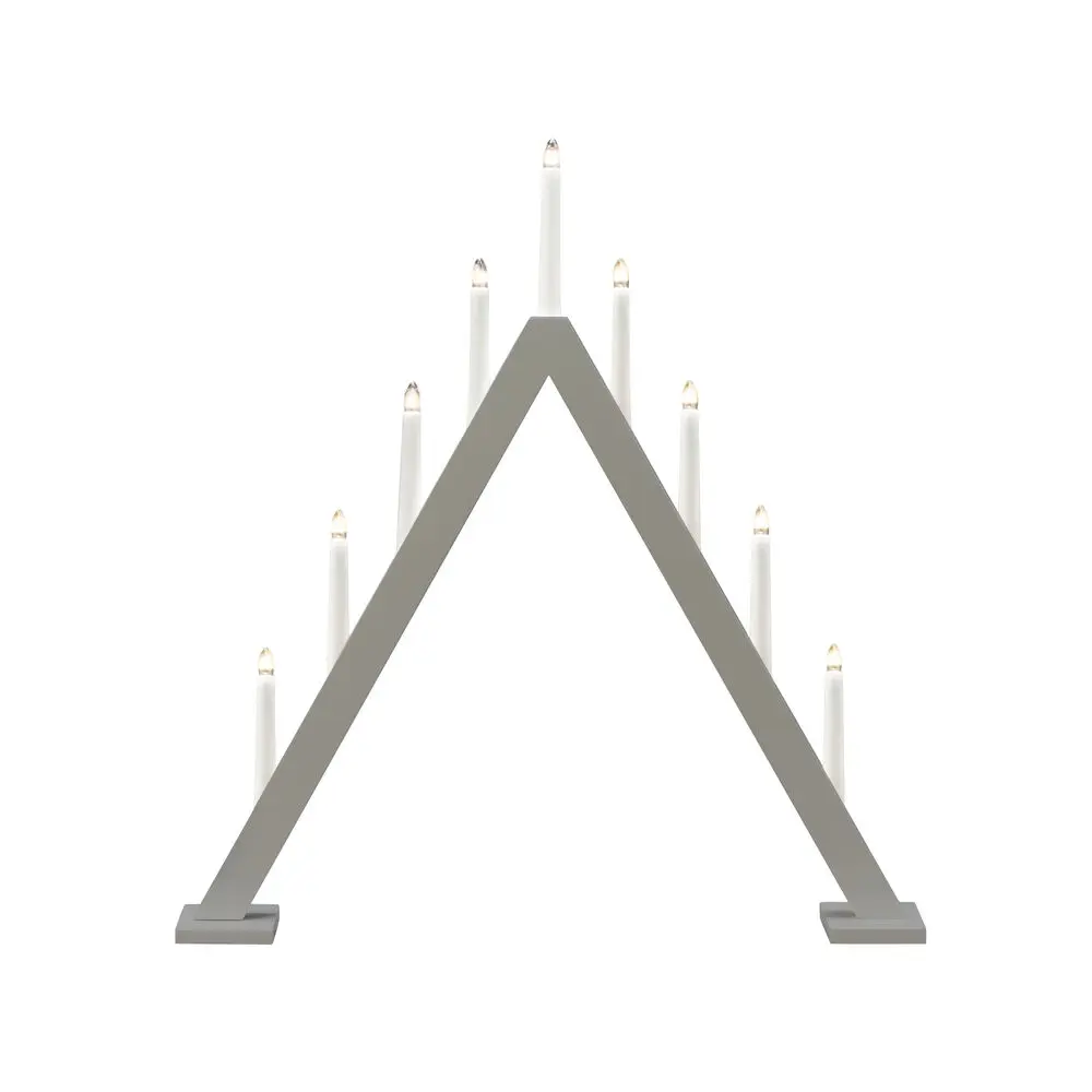 Candelabra 9 Lights Harmaa valmistajalta Konstsmide - Luo tyylik&auml;s ja moderni joulutunnelma t&auml;ll&auml; tyylikk&auml;&auml;ll&auml; adventtikynttil&auml;njalalla, joka on harmaaksi lakattua puuta.