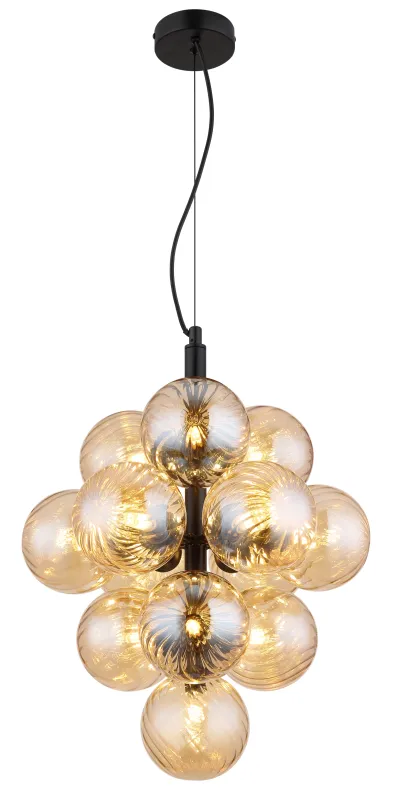 Conor Ø40 Keltainen kattovalaisin valmistajalta Globo Lighting - Den har 13st dekorativa ambertonade glaskupor som alla omfamnar en ljusk&auml;lla vilket skapar en fin och harmonisk ljusspridning i rummet.