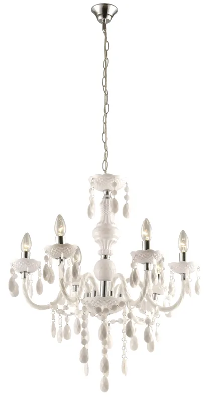 Cuimbra Ø65 Valkoinen kristalli valmistajalta Globo Lighting - Dess krom- och vitf&auml;rgade yta tillsammans med h&auml;ngande kristaller skapar ett sofistikerat uttryck.