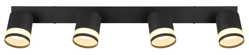 Lucero 4 Musta kohdevalaisin valmistajalta Globo Lighting - Lucero spotlight med 4st cylindriska riktbara sk&auml;rmar erbjuder en stilren och effektiv belysningsl&ouml;sning f&ouml;r alla rum.