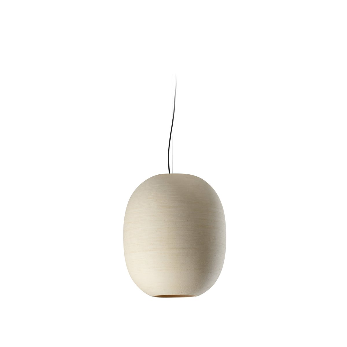 Tierra Ø47 Beige kattovalaisin valmistajalta Faro Barcelona - Tierra 470 on H&eacute;ctor Serranon suunnittelema riippuvalaisin, joka on valmistettu 3D-tulostetusta PLA:sta ja kierr&auml;tetyst&auml; m&auml;ntyselluloosasta &ndash; biomuovimateriaalista, jolla on ainutlaatuinen, ep&auml;s&auml;&auml;nn&ouml;llinen rakenne.