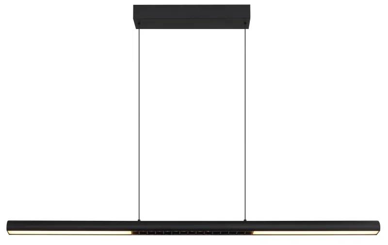 Cody 120cm Musta kattovalaisin valmistajalta Globo Lighting - Lampan &auml;r tillverkad av aluminium i en mattsvart finish som ger ett elegant och tidl&ouml;st uttryck som smidigt sm&auml;lter in i olika inredningsstilar, perfekt f&ouml;r stora matbord eller k&ouml;ks&ouml;ar.