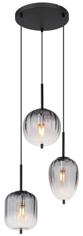 Attila Ø46 Savun värinen kattovalaisin valmistajalta Globo Lighting - Tillverkad av mattsvart metall och r&ouml;kf&auml;rgat glas som &auml;r mjukt tonade, detta ger lampan ett unikt ljusspel som skapar en behaglig och sofistikerad st&auml;mning i rummet.