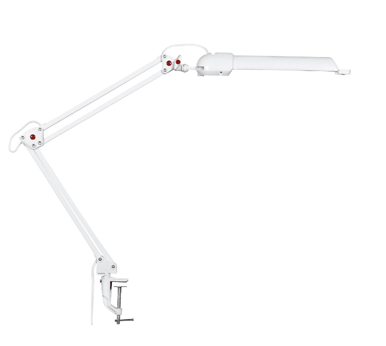 Campus Valkoinen nipistinvalaisin valmistajalta Airam - Klassinen p&ouml;yt&auml;valaisin LED-lampulla toimistoon, kotitoimistoon tai koulun p&ouml;yt&auml;&auml;n.