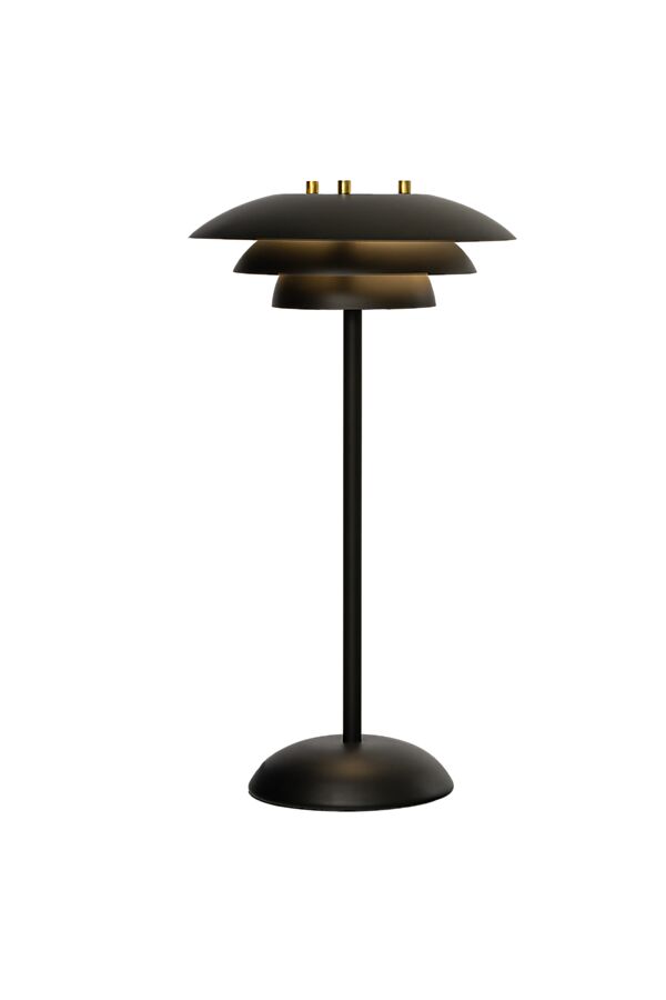 Epsilon 37cm Musta Siirrettävä valmistajalta Aneta Lighting - Epsilon on tyylik&auml;s, kannettava sis&auml;k&auml;ytt&ouml;&ouml;n tarkoitettu p&ouml;yt&auml;valaisin, jossa on ajaton muotoilu ja hienovaraisesti jalustaan sijoitettu kosketushimmennin.