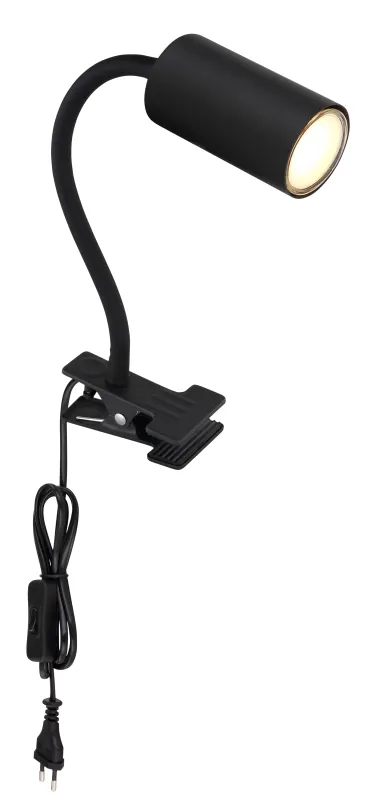 Robby Musta nipistinvalaisin valmistajalta Globo Lighting - Den lilla klassiska kl&auml;mlampan Robby kombinerar stil och funktion med sin design i vit metall.