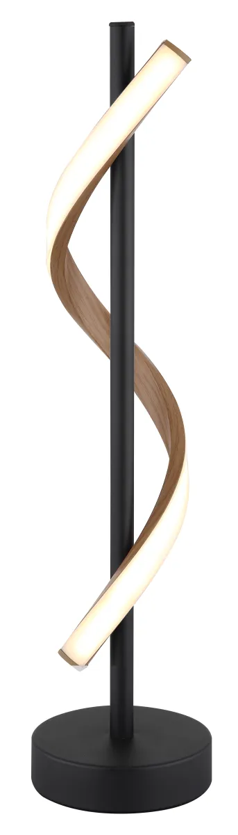 Watkins 50cm Musta pöytävalaisin valmistajalta Globo Lighting - Sk&auml;rmen i aluminium med tr&auml;look och opal plast ger en mjuk och j&auml;mn ljusspridning f&ouml;r en behaglig atmosf&auml;r.