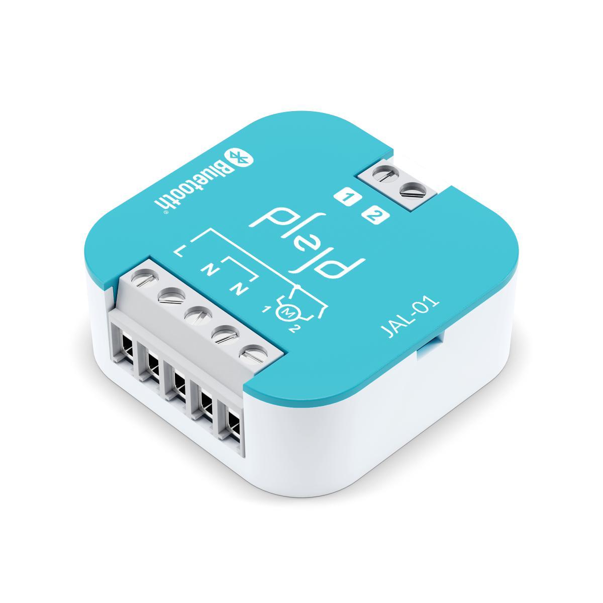 Jalusi controller JAL-01 valmistajalta Plejd - Sit&auml; voidaan ohjata my&ouml;s automaattisesti sis&auml;&auml;nrakennettujen aikatoimintojen, kuten ajastimen, astro- ja viikkokellon, avulla tai matkapuhelimen tai painikkeen skenaarioiden avulla.