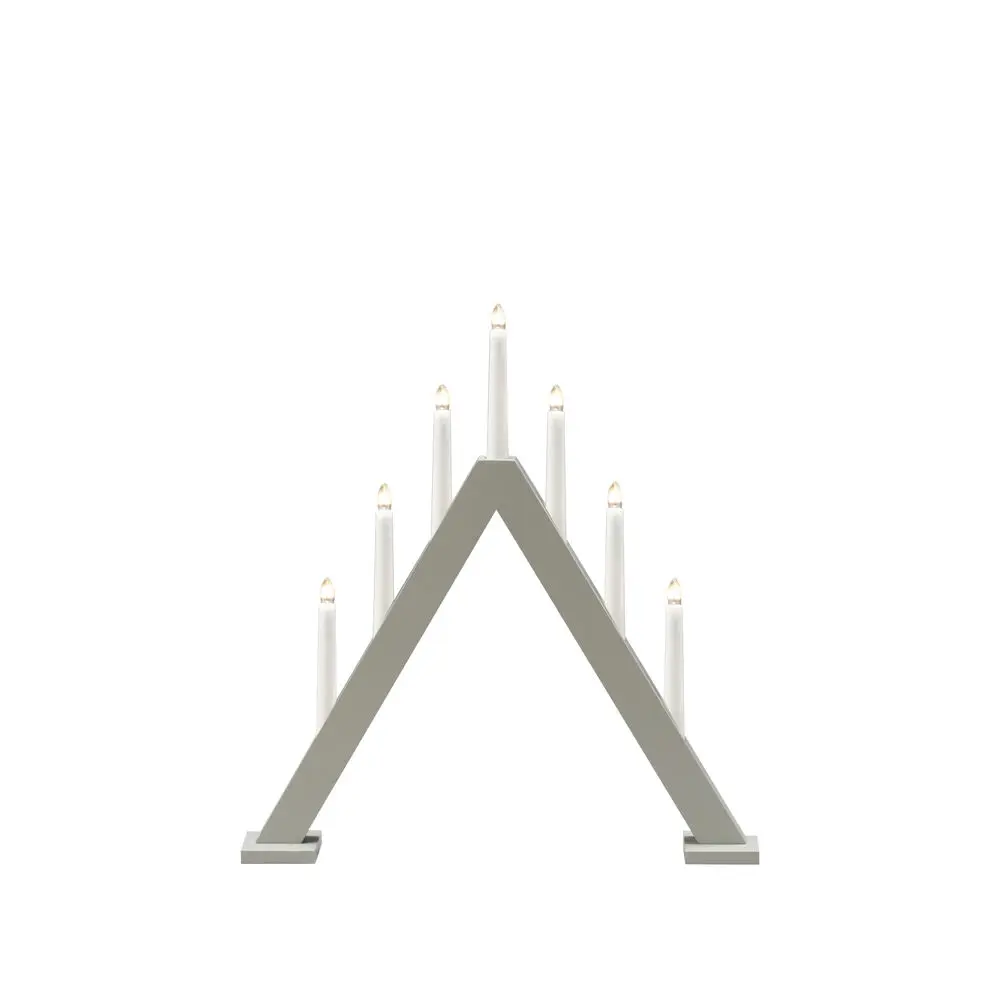Candelabra 7 Lights Harmaa valmistajalta Konstsmide - Luo tyylik&auml;s ja moderni joulutunnelma t&auml;ll&auml; tyylikk&auml;&auml;ll&auml; adventtikynttil&auml;njalalla, joka on harmaaksi lakattua puuta.