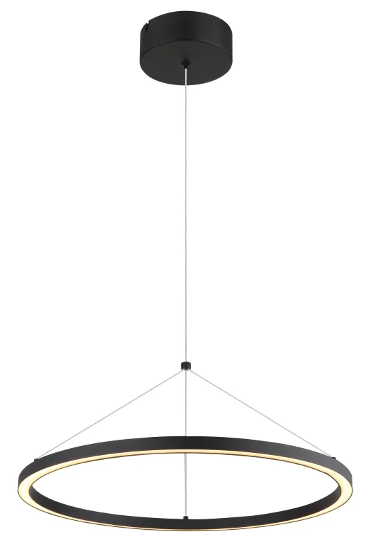 Grenvix Ø50 Musta kattovalaisin valmistajalta Globo Lighting - Grenvix &auml;r en unik och stilfull takpendel som utm&auml;rker sig med sin runda form och distinkta ringdesign.