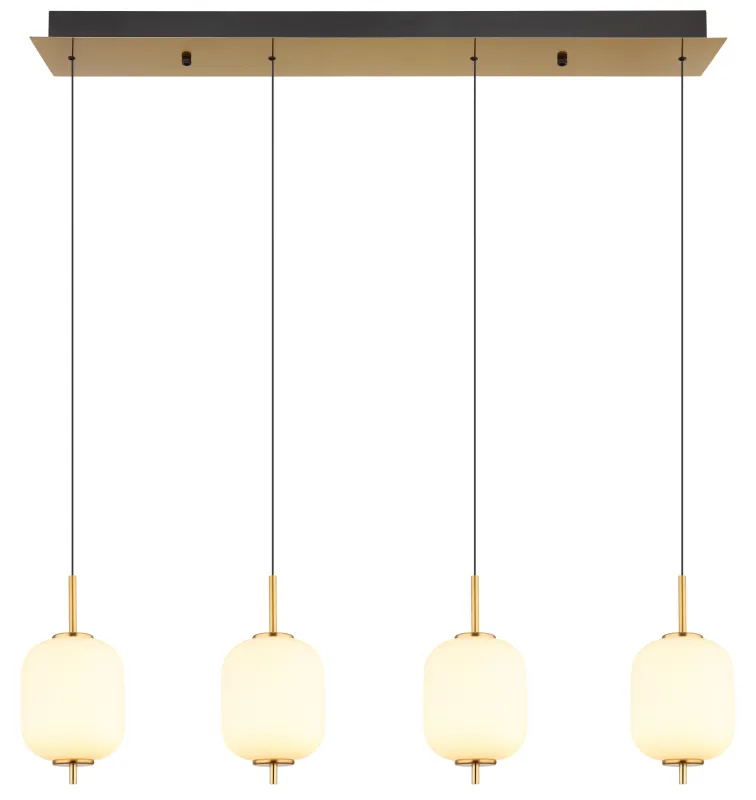 Ewald 95cm Messinki kattovalaisin valmistajalta Globo Lighting - &nbsp;Lampan &auml;r tillverkad av en exklusiv kombination av m&auml;ssing, mattsvart metall och opalglas, vilket ger en sofistikerad och harmonisk k&auml;nsla.