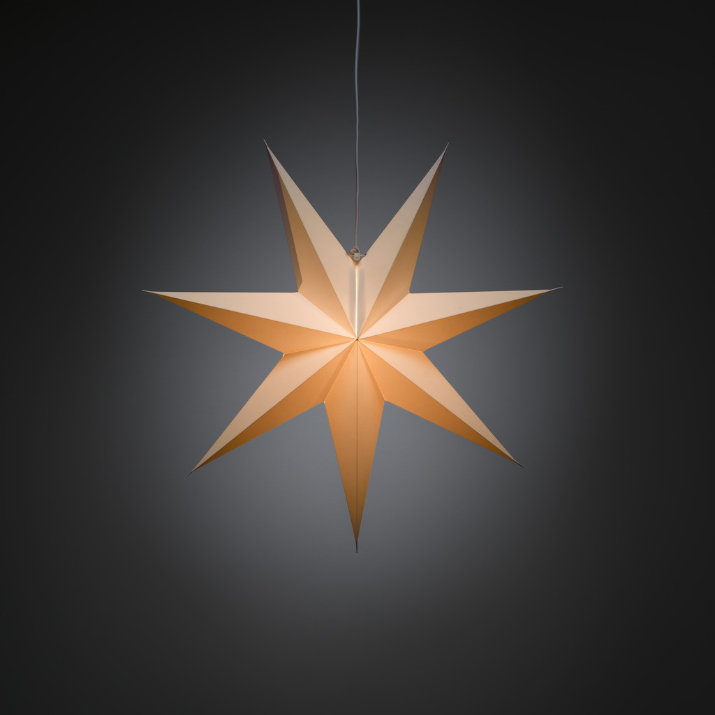 Paperitähti Ø60 Valkoinen valmistajalta Konstsmide - Tyylikk&auml;&auml;ll&auml; muotoilullaan ja pehme&auml;ll&auml; valollaan se levitt&auml;&auml; rauhallista ja kodikasta joulutunnelmaa.