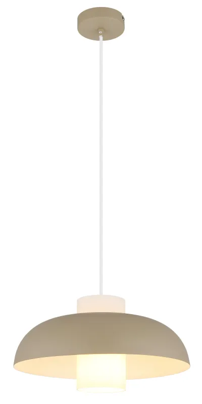 Lowe Ø38 Hiekka kattovalaisin valmistajalta Globo Lighting - Den runda sk&auml;rmen i matt sandf&auml;rgad metall ger ett elegant och tidl&ouml;st uttryck, medan den cylinderformade sk&auml;rmen i opalglas sprider ett mjukt och behagligt ljus.