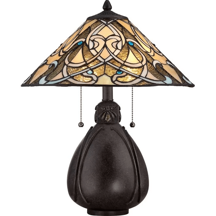 India 50cm Monivärinen valmistajalta Elstead Lighting - India on kompakti Tiffany-pöytävalaisin, jossa on tyylikäs ja monimutkainen muotoilu.