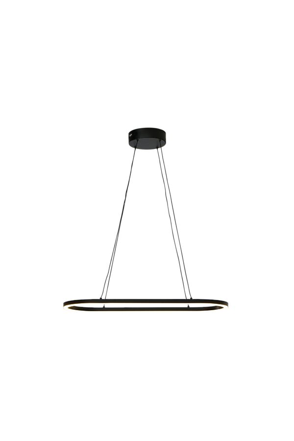 Oda 76cm Musta kattovalaisin valmistajalta Aneta Lighting - Moderni metallinen kattovalaisin Oda sopii soikealla, tyylikkäällä muotoilullaan ja alaspäin suuntautuvalla valollaan täydellisesti keittiön pöydän tai ehkä keittiön päälle.