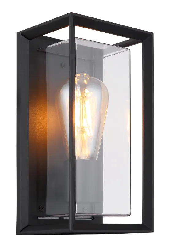 Logana Musta ulkovalo valmistajalta Globo Lighting - Med sin rektangul&auml;ra design och transparenta sk&auml;rm sprider den ett klart och stilrent ljus, perfekt f&ouml;r allt fr&aring;n tr&auml;dg&aring;rdar till uppfarter.