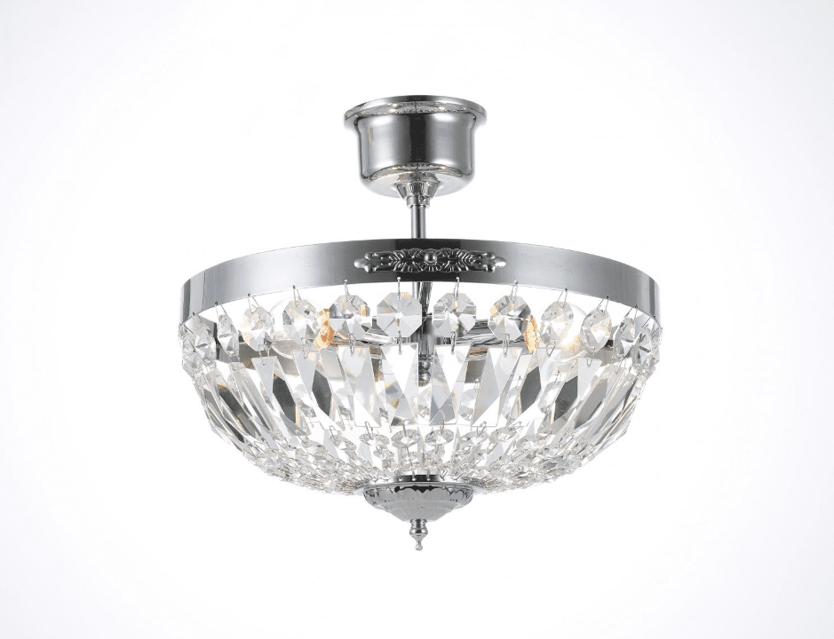 Rhea Ø35 Hopea kristalli valmistajalta Norrsken Design - Rhea chrome on hienostunut kattovalaisin, jossa on tyylikäs kromiviimeistely ja ainutlaatuiset, käsin leikatut luokan 1 K9 kristalliprismat.