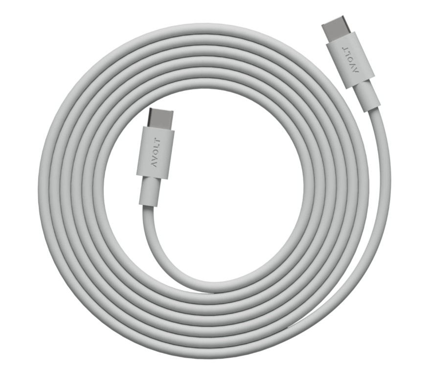 Cable 1 USB C to USB C Charging Cable, 2m Harmaa valmistajalta Avolt - Avoltin Cable 1 USB-C - USB-C yhdist&auml;&auml; tehokkaan latauksen tyylikk&auml;&auml;seen skandinaaviseen muotoiluun.