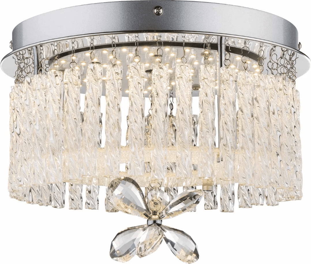 Mathilda Ø28 Kromi kristalli valmistajalta Globo Lighting - Valaisin on energiatehokas ja tuottaa miellytt&auml;v&auml;&auml; 4000K:n valoa &ndash; t&auml;ydellinen tasapaino l&auml;mpim&auml;n ja neutraalin valkoisen v&auml;lill&auml;, joka sopii sek&auml; arjen viihtyisyyteen ett&auml; valaistuneempiin ymp&auml;rist&ouml;ihin.