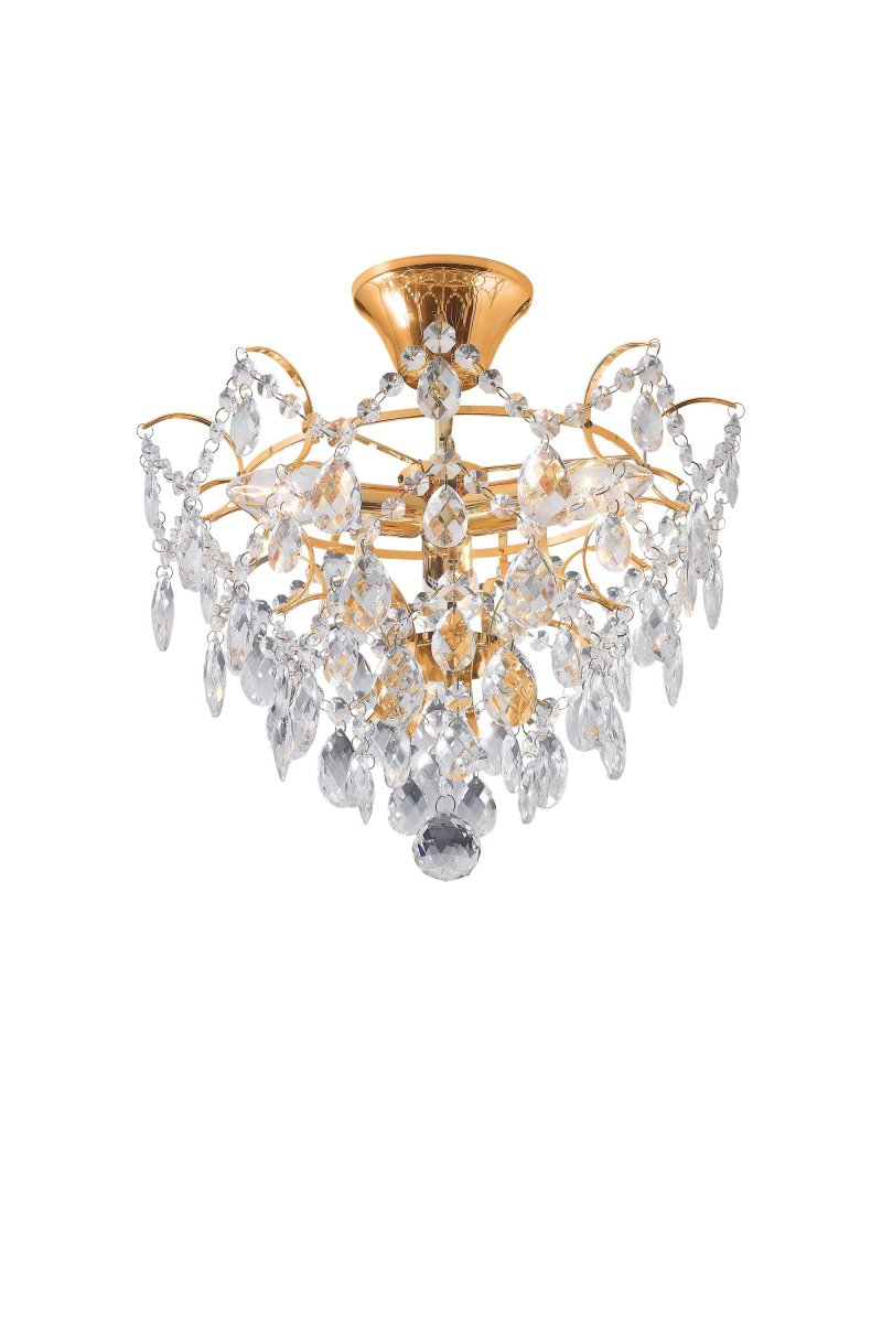 Rosendal Ø35 Kulta kristalli valmistajalta Markslöjd - Tämä kaunis kattokatto, jossa on kultainen runko ja koneleikatut prismat, luo erityisen ylellisen tunnelman olohuoneeseesi.