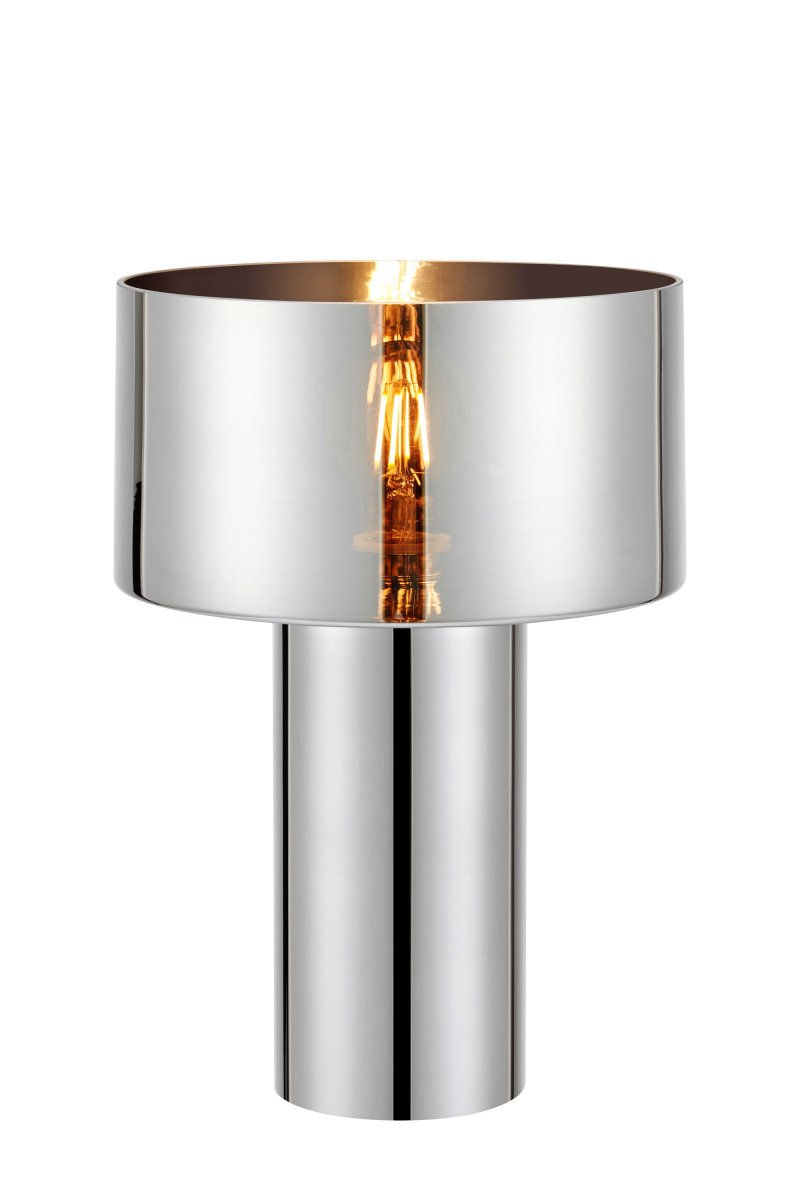 Corin 32cm Hopea pöytävalaisin valmistajalta Markslöjd - Corin-p&ouml;yt&auml;valaisin on valmistettu kokonaan lasista, ja siin&auml; on py&ouml;re&auml; varjostin ja yhteensopiva jalusta, jotka p&auml;&auml;st&auml;v&auml;t valon tyylikk&auml;&auml;sti l&auml;pi.