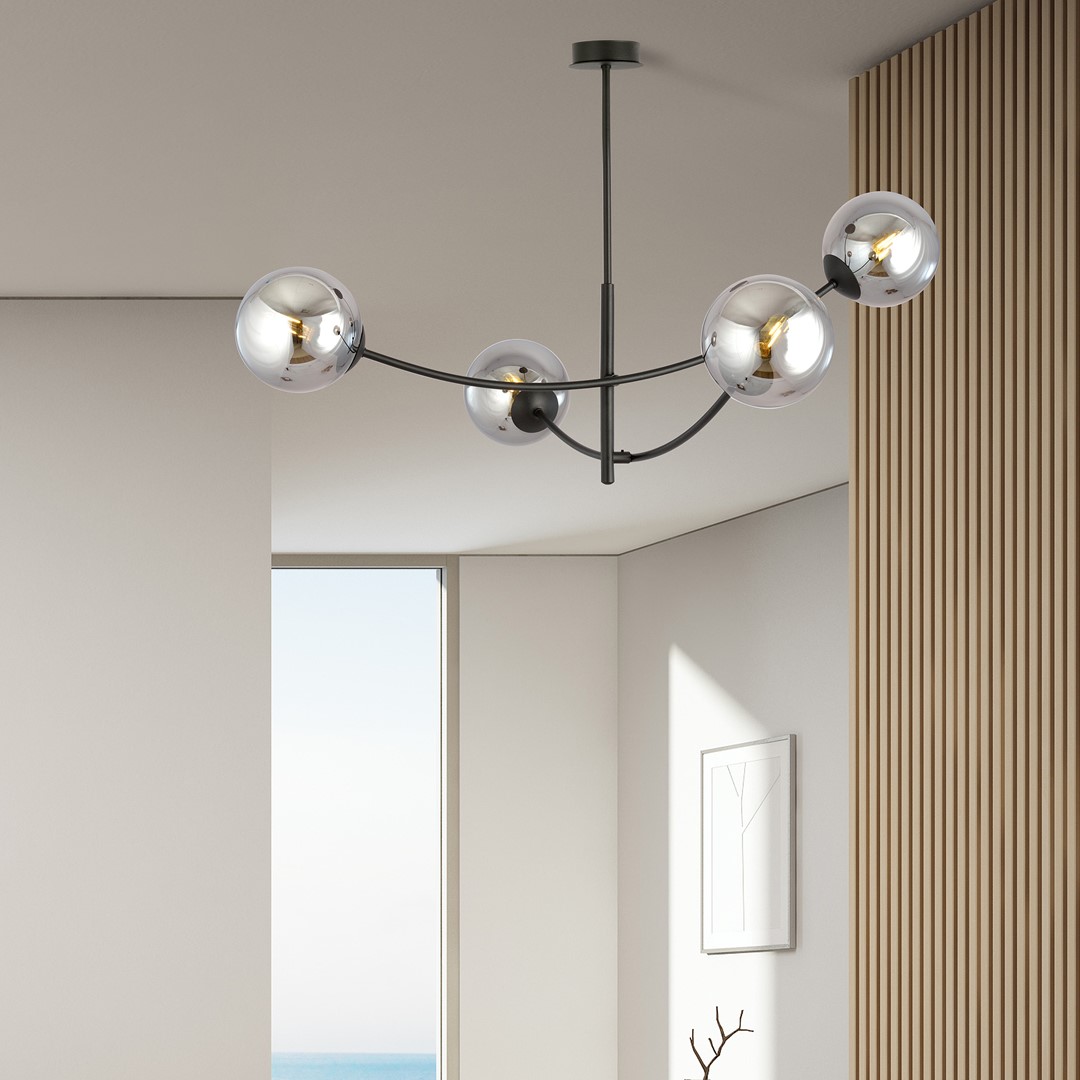 Hunter Ø90 Musta/savuinen kattovalaisin valmistajalta Emibig Lighting - Valaisin n&auml;ytt&auml;&auml; erityisen hyv&auml;lt&auml; p&ouml;yd&auml;n tai keitti&ouml;tason yl&auml;puolella, miss&auml; se luo ainutlaatuisen ja kutsuvan tunnelman.