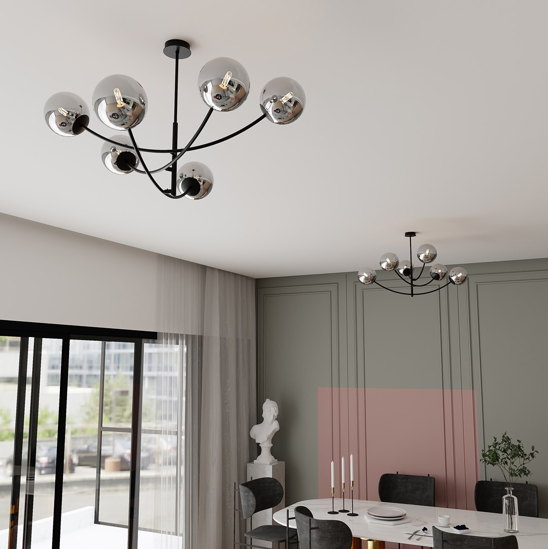 Hunter Ø90 Musta/savuinen kattovalaisin valmistajalta Emibig Lighting - Valaisin n&auml;ytt&auml;&auml; erityisen hyv&auml;lt&auml; p&ouml;yd&auml;n tai keitti&ouml;tason yl&auml;puolella, miss&auml; se luo ainutlaatuisen ja kutsuvan tunnelman.