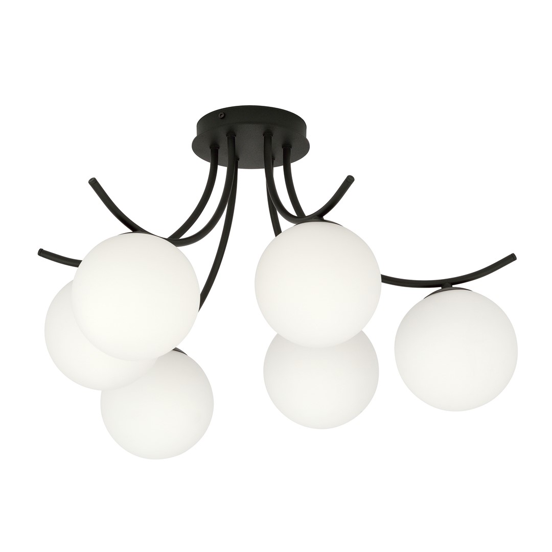 Boston Ø60 Mustavalkoinen plafondi valmistajalta Emibig Lighting - Ohuet lasikuvut lis&auml;&auml;v&auml;t eleganssia ja keveytt&auml;, kun taas minimalistinen muoto valaisee tehokkaasti suurempia alueita.