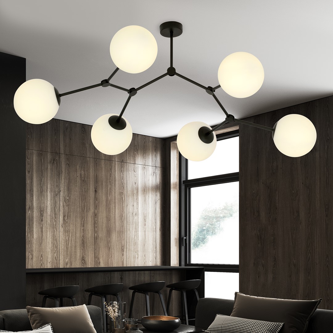 Space 108cm Valkoinen plafondi valmistajalta Emibig Lighting - Avaruus &ndash; Kattovalaisin, joka sopii t&auml;ydellisesti tyylikk&auml;&auml;seen trendiin ja tekee vaikutuksen ainutlaatuisella muodollaan ja luonteenomaisella muotoilullaan.