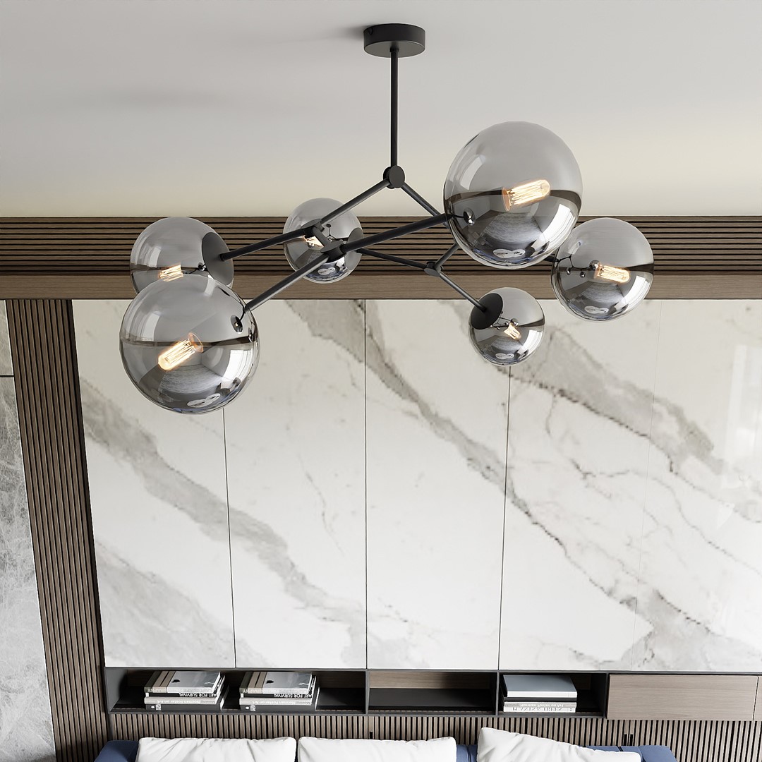 Space 108cm Savun värinen plafondi valmistajalta Emibig Lighting - Avaruus &ndash; Kattovalaisin, joka sopii t&auml;ydellisesti eleganttiin trendiin ja tekee vaikutuksen ainutlaatuisella muodollaan ja luonteenomaisella muotoilullaan.