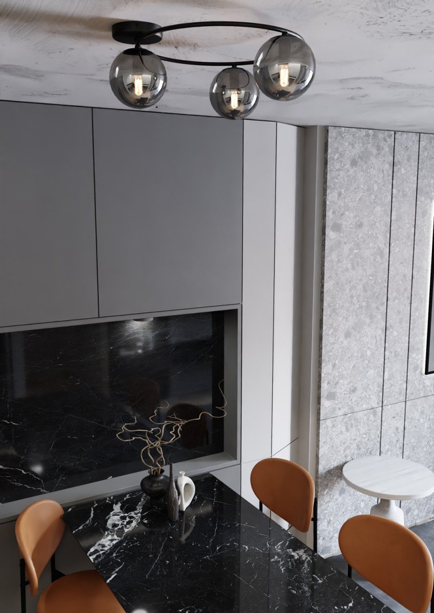 Sopra Ø47 Savun värinen plafondi valmistajalta Emibig Lighting - Savustetut lasit lis&auml;&auml;v&auml;t keveytt&auml; ja levitt&auml;v&auml;t valoa tasaisesti, mik&auml; edist&auml;&auml; miellytt&auml;v&auml;&auml; ja tehokasta huoneen valaistusta.