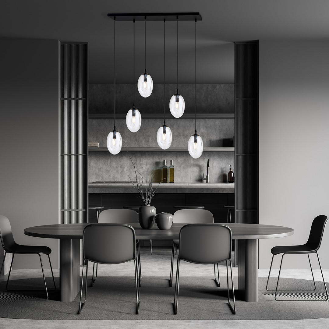 Astral 70cm Läpinäkyvä kattovalaisin valmistajalta Emibig Lighting - Runsas muotoilu useilla riippuvalaisimilla tarjoaa tehokkaan valonleikin, jossa läpinäkyvät lasikuvut levittävät kaunista ja hyvää hehkua.