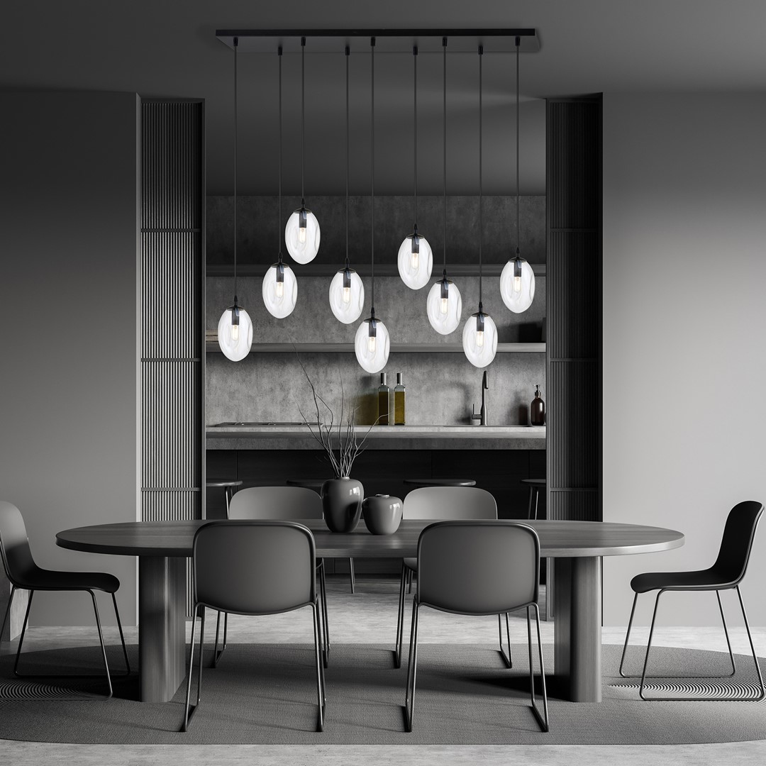 Astral 100cm Läpinäkyvä kattovalaisin valmistajalta Emibig Lighting - Runsas muotoilu useilla riippuvalaisimilla tarjoaa tehokkaan valonleikin, jossa läpinäkyvät lasikuvut levittävät kaunista ja hyvää hehkua.