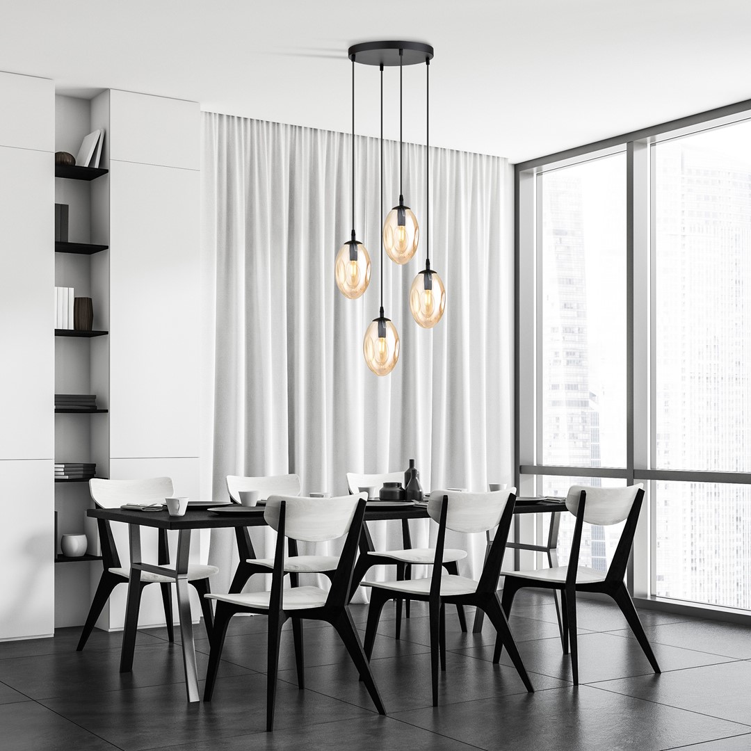 Astral Premium Ø40 Keltainen kattovalaisin valmistajalta Emibig Lighting - Valaisimet on viimeistelty meripihkanvärisillä lasikuvuilla, jotka levittävät lämmintä ja kutsuvaa valoa huoneeseen.